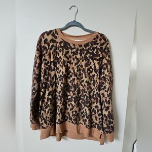 Stars Above Lounge Sweatshirt Womens XL Fleece  Animal Print W Pockets #